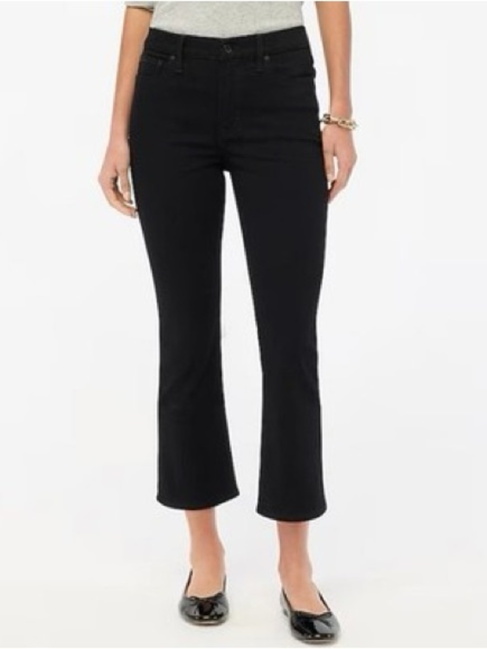 J.Crew Factory Mid-Rise Flare Crop Black Jeans All-Day Stretch Sz 29